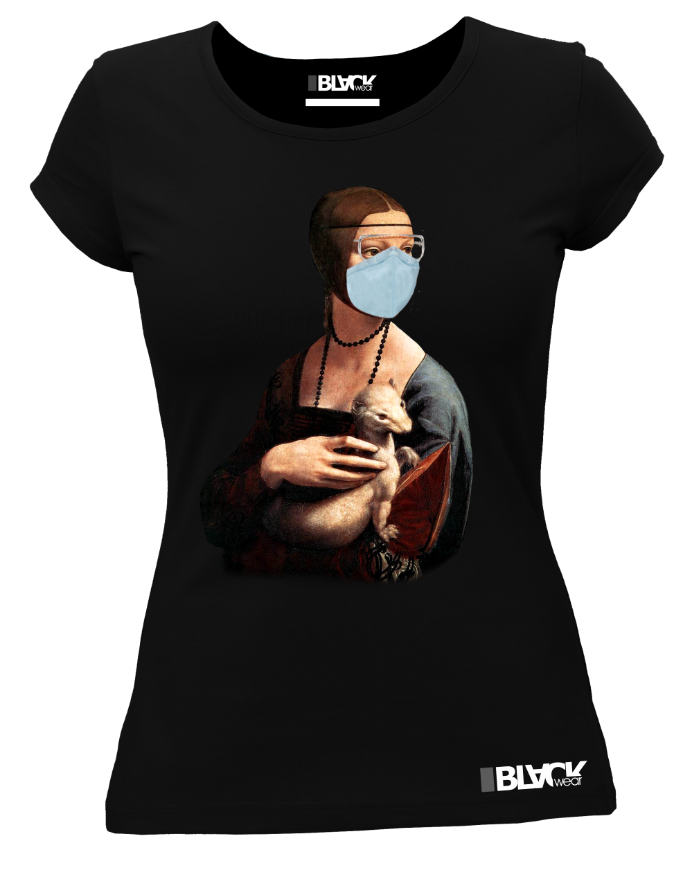 Dama z gronostajem w okresie pandemii koronawirusa - koszulka damska